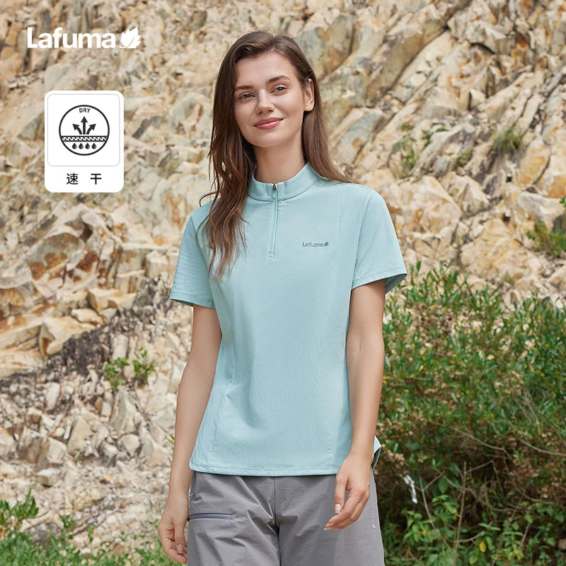 LAFUMA乐飞叶户外25春夏吸湿速干短袖T恤女士运动半拉链LFTS5BS50