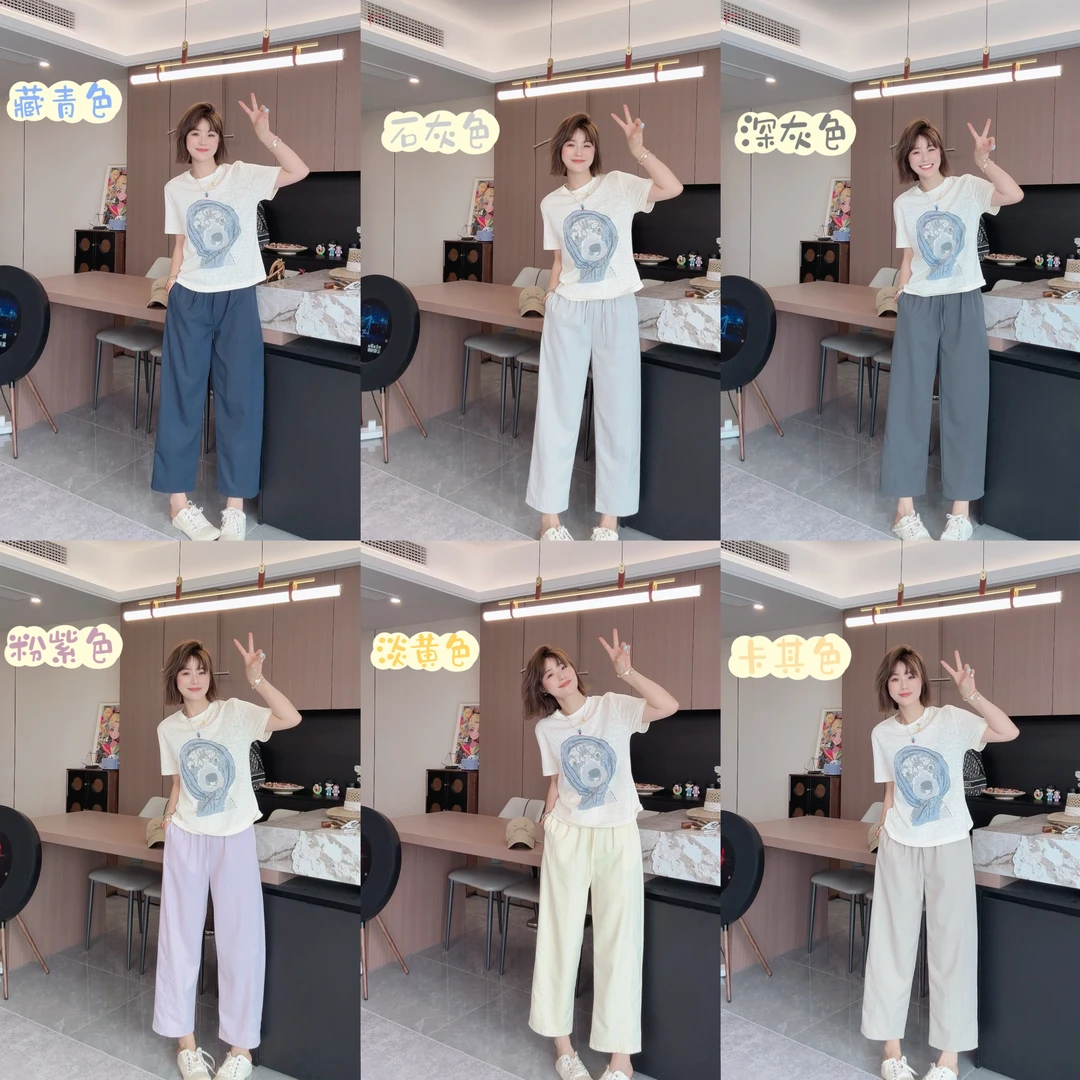 大喜 “蛋花棉”25夏不打褶韩系简约夏天薄冰凉透气显瘦休闲裤72577