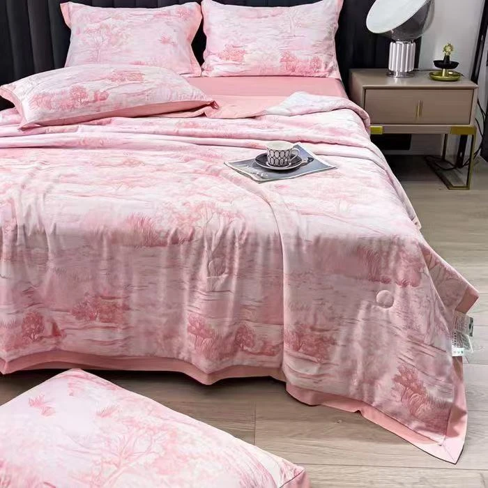 凉感亲肤印花可机洗水洗夏凉被四件套~A1416P小静折扣