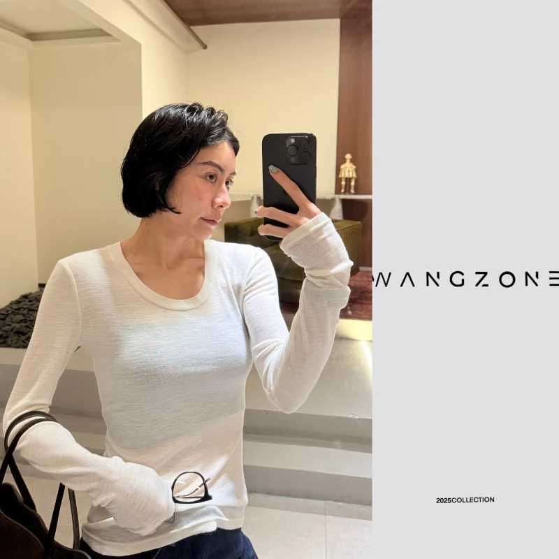 WANG ZONE | 定制丝光感羊毛圆领修身显瘦内搭长袖打底上衣