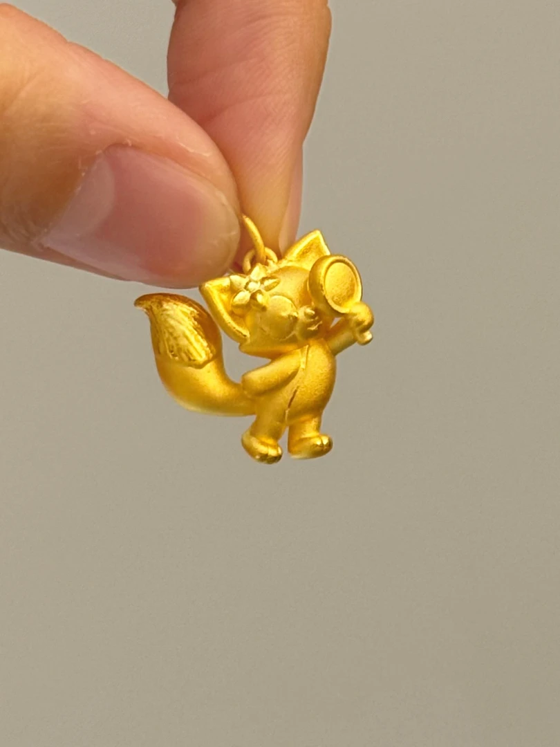 贝贝黄金 足金999 放大镜玲娜贝儿 素金 吊坠 101