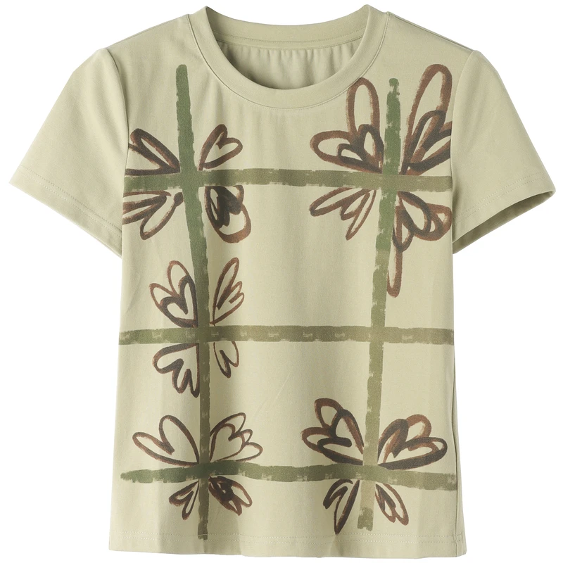 44069【Y帛系列】亲肤印花正肩T恤851316BF161518