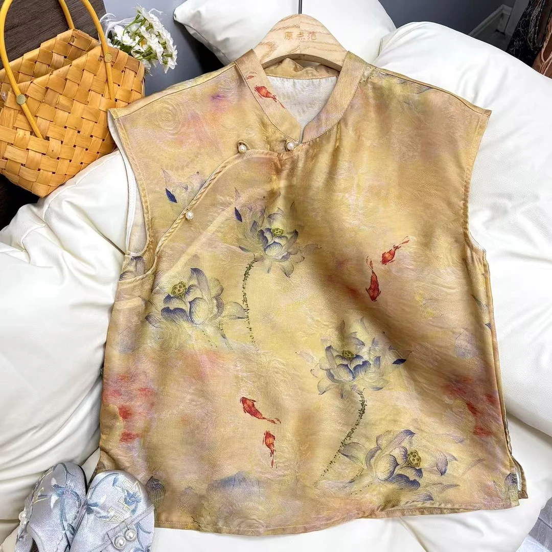 【金荷】中国风新中式短款立领宽松型浮光锦上衣新中式