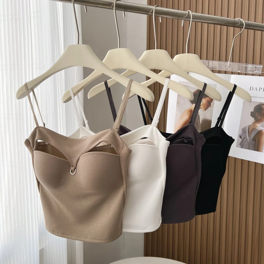 夏季冰丝背心辣妹吊带内衣带胸垫打底外穿聚拢时尚无痕洋气衣服女