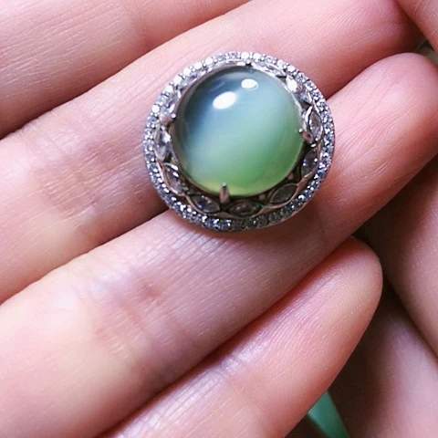 和田玉戒指银S925镶嵌