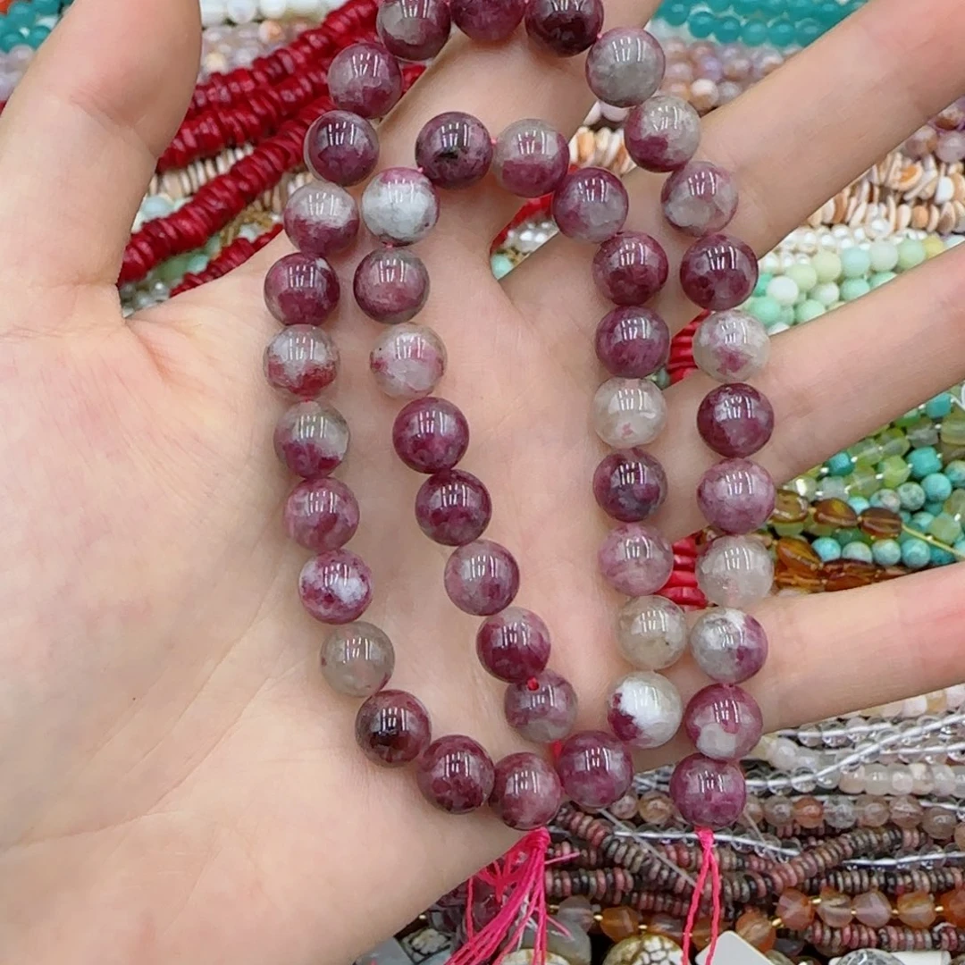 玛瑙/玉髓未镶嵌珠宝半成品原矿粉碧玺一条卡8