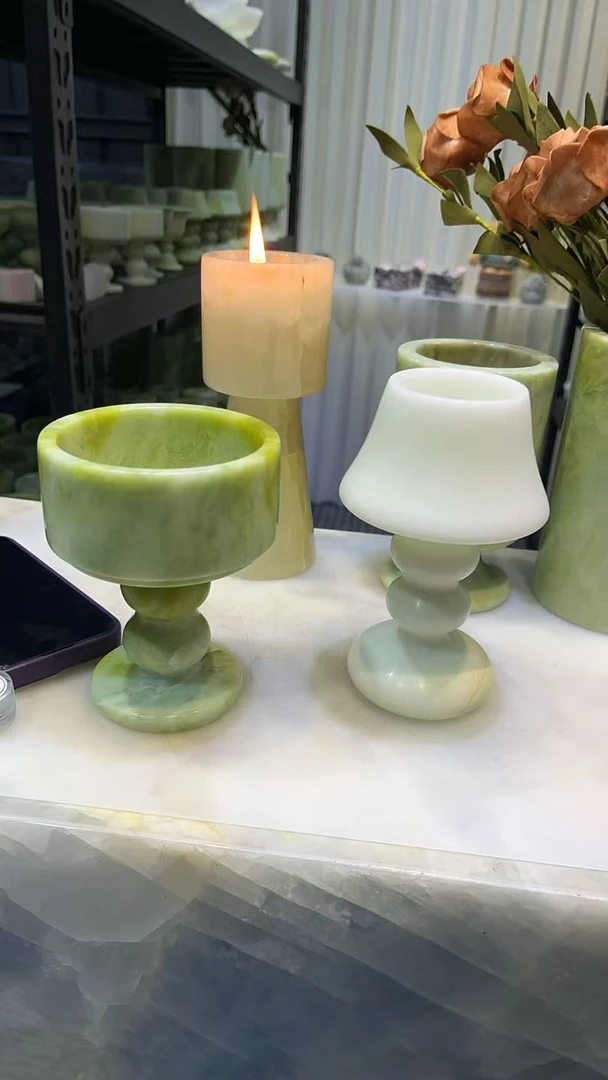 天之蓝大理石烛台摆件