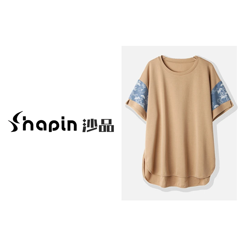 复古新中式T恤2024夏季设计感宽松简约短袖上衣女HYS101