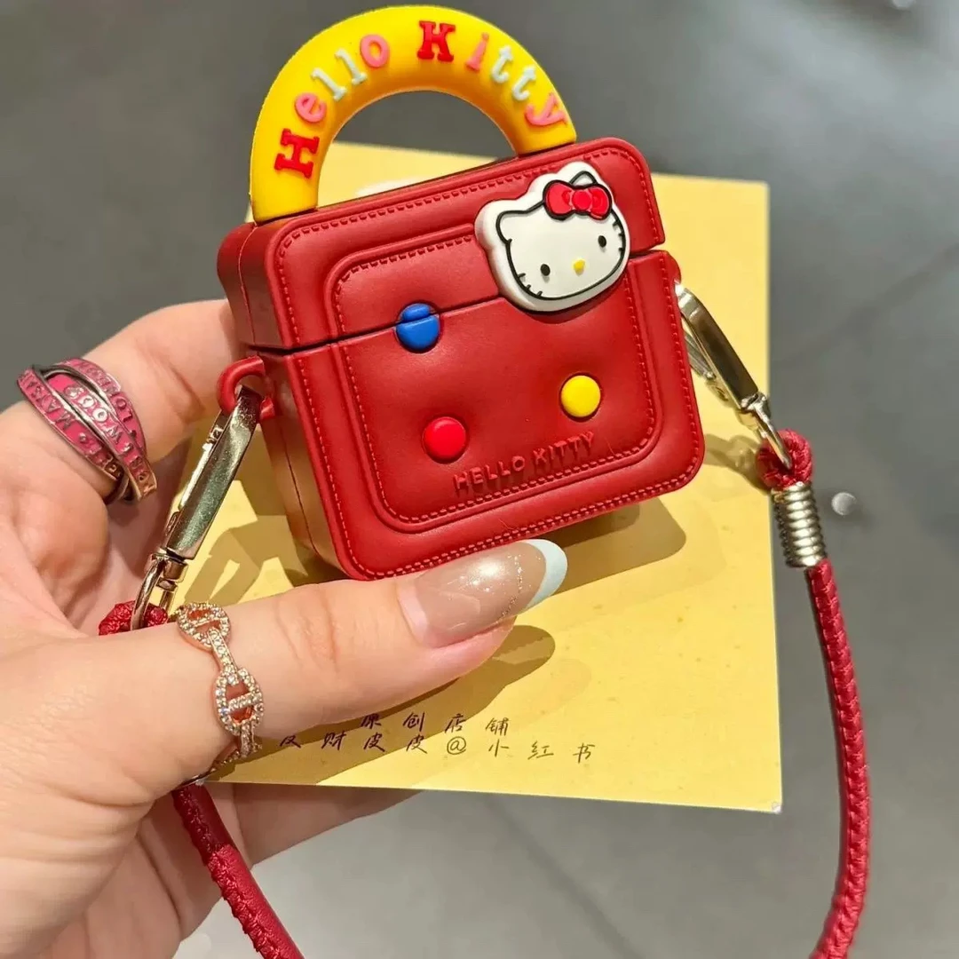 卡通KT猫斜挎挂绳Airpods4耳机保护壳三代新款适用苹果蓝牙耳机套