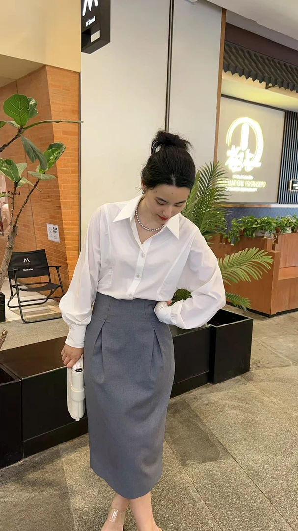 2025新款  长袖别致 法式简约设计感宽松百搭衬衫RC101