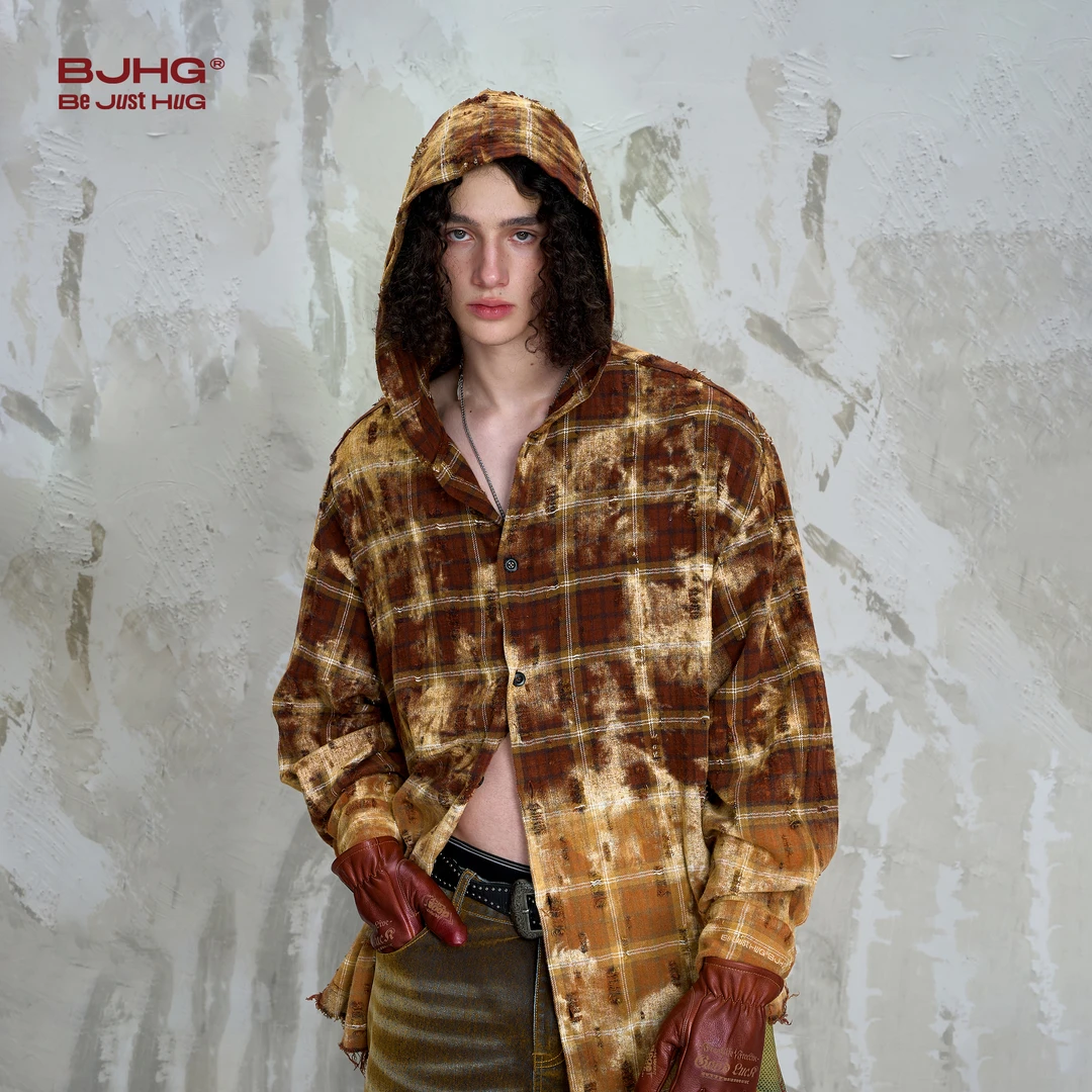 [不战系列]BJHG不计后果美式连帽衬衫男款春季2025新款潮宽松外套