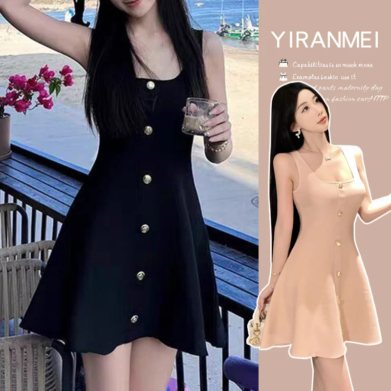 时髦孕妇装新款2025夏季韩版茶歇法式设计遮肚时尚显瘦洋气连衣裙