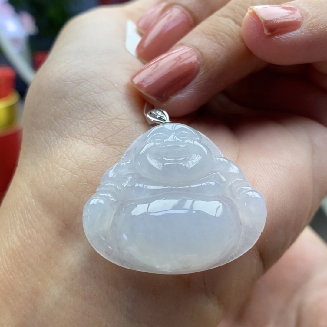 翡翠18K金镶嵌颈饰吊坠18