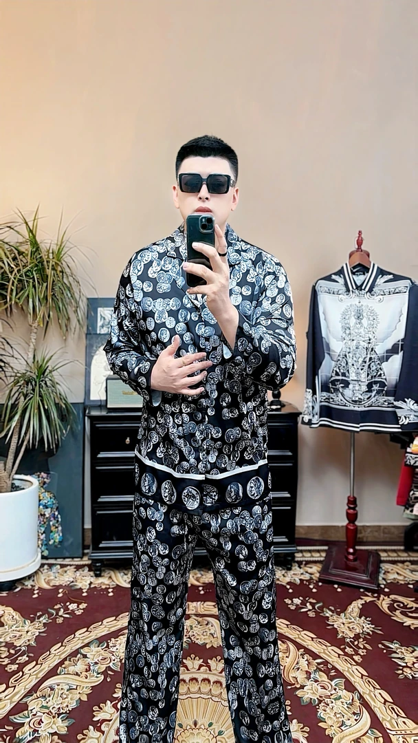 套装-南韩软丝高定品质轻奢情侣款家居服睡衣可外穿