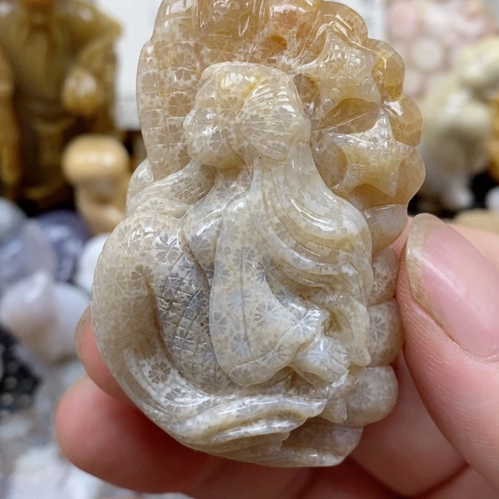 颈饰未镶嵌硅化珊瑚（珊瑚玉）有瑕