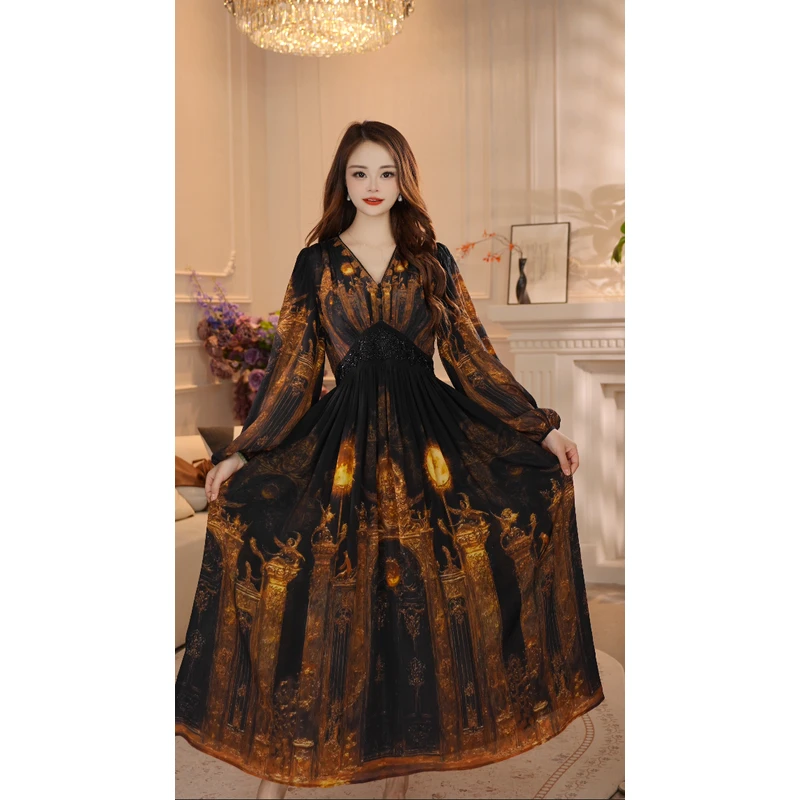 【银河之舞】25年定位花轻奢浪漫定制优雅气质收腰高端长裙连衣裙