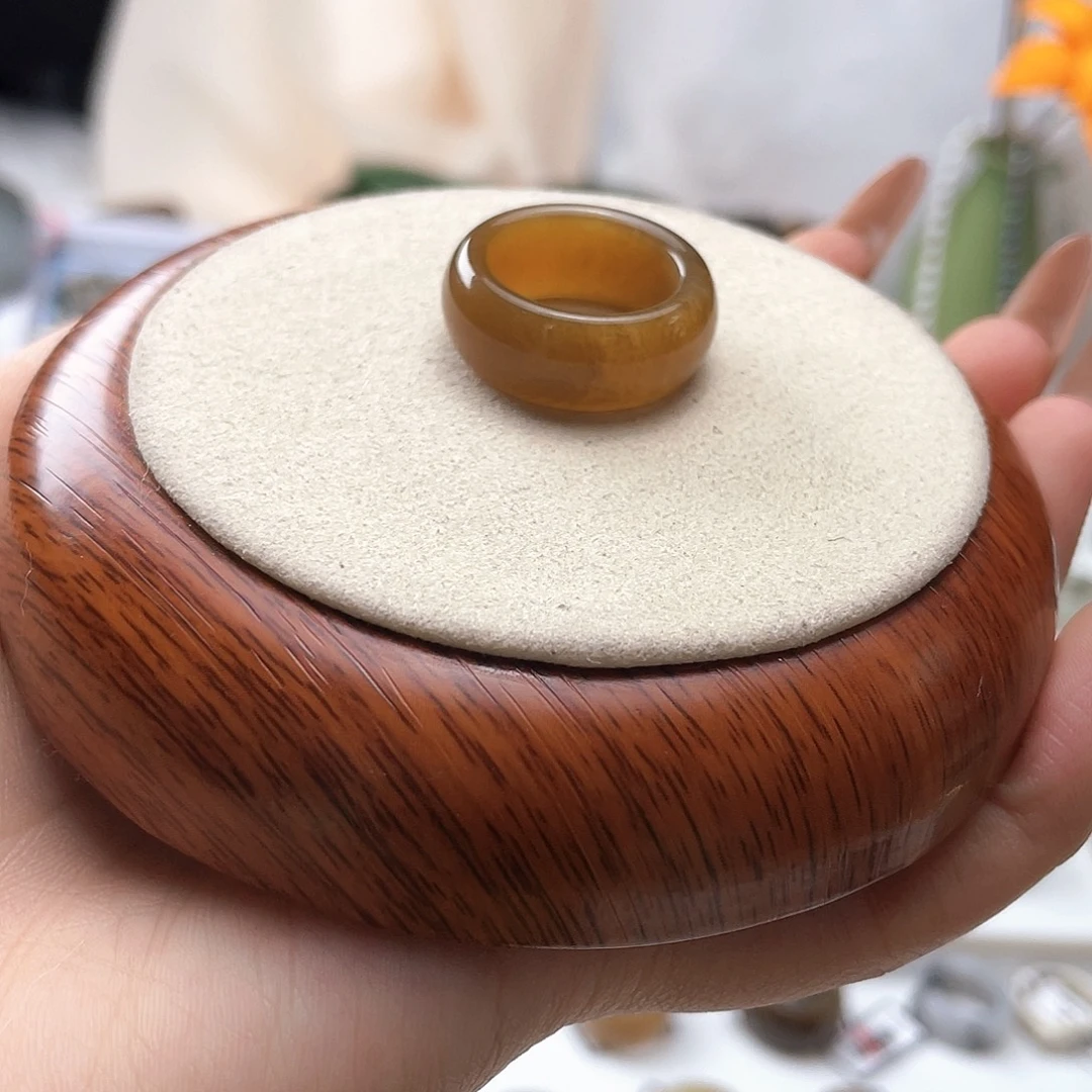 和田玉未镶嵌戒指红糖墩墩17.4v90