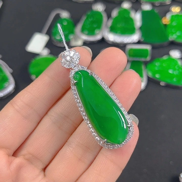 翡翠银S925镶嵌吊坠(不含链)