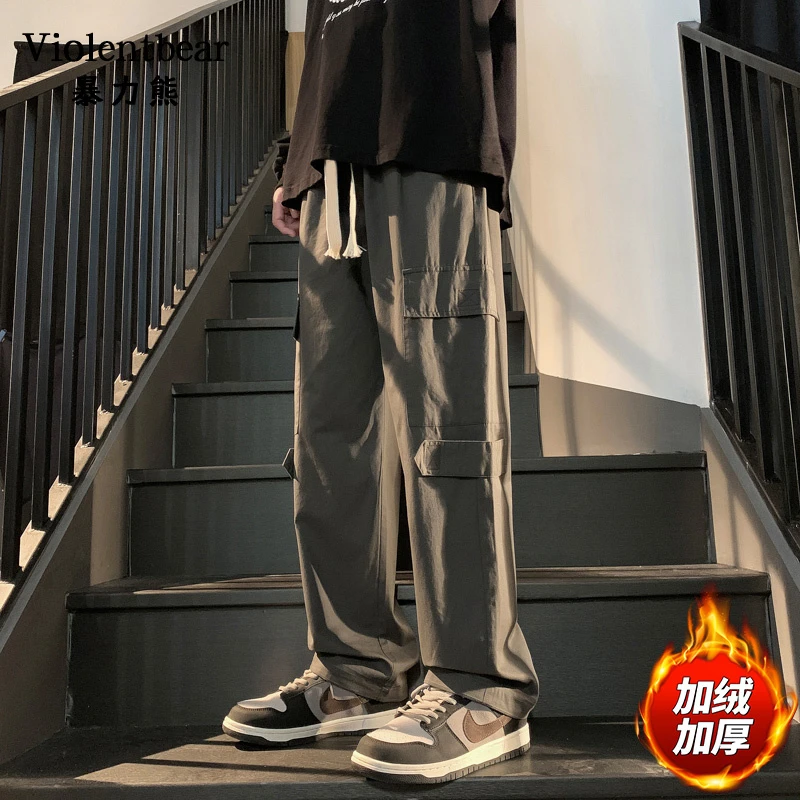 暴力熊新款工装风多口袋休闲裤男宽松直筒阔腿长裤潮牌百搭复古男