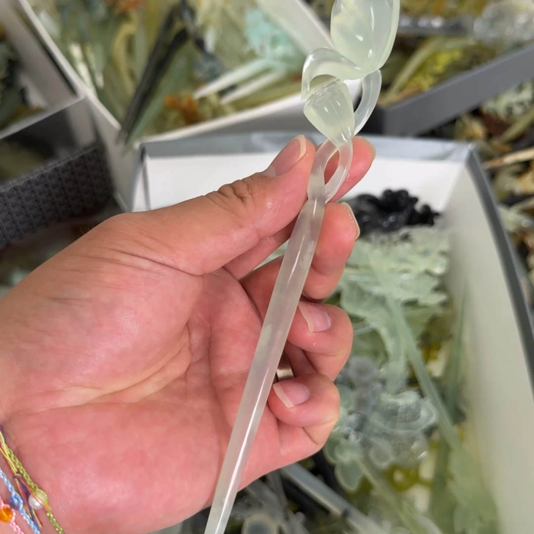 岫玉未镶嵌发饰明君玉簪就是好看