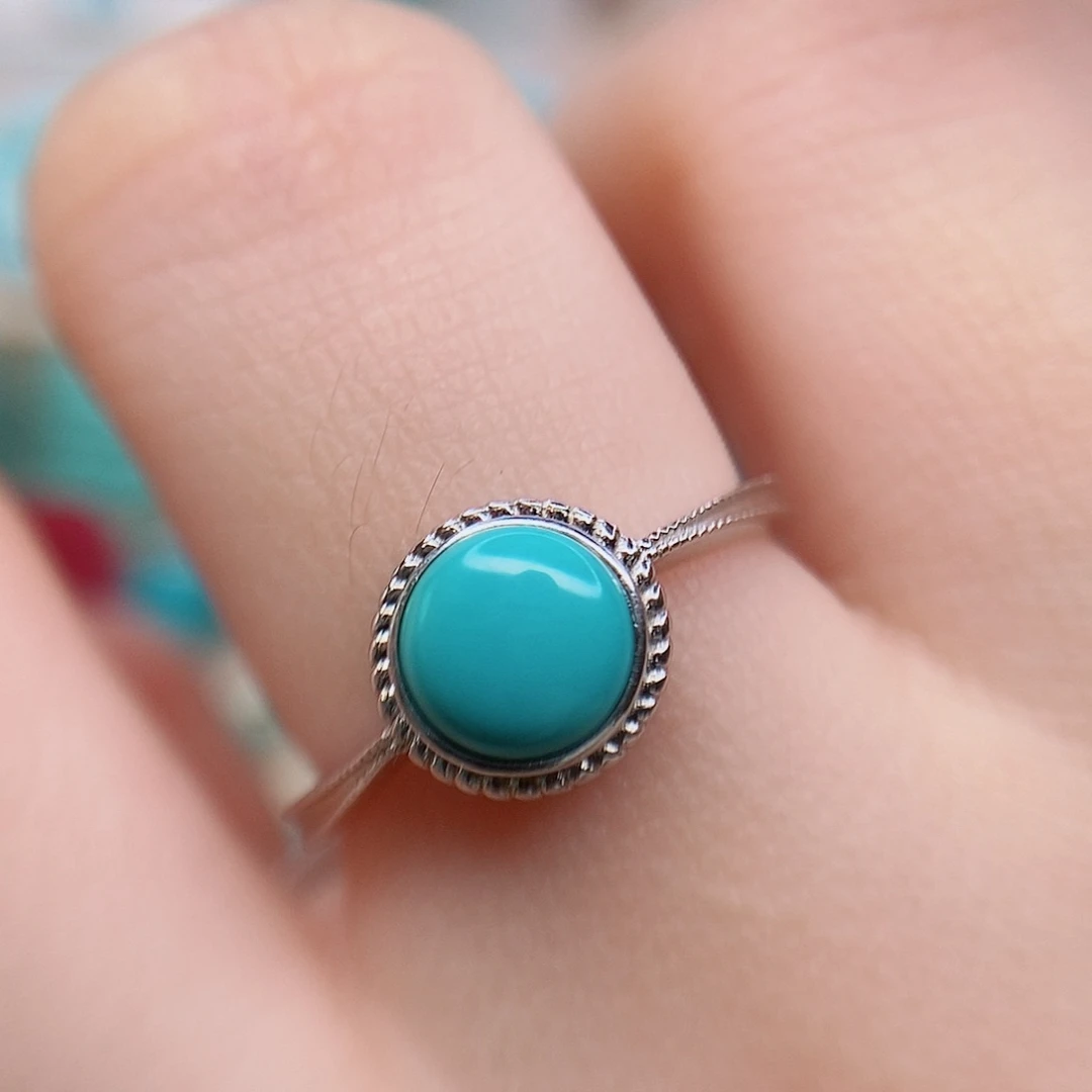 绿松石戒指银S925镶嵌