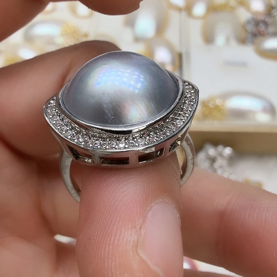 未镶嵌戒圈拼合珍珠（马贝珠）