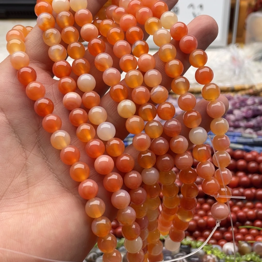 玛瑙/玉髓合金珠宝半成品一条装卡8mm盐源玛瑙圆珠