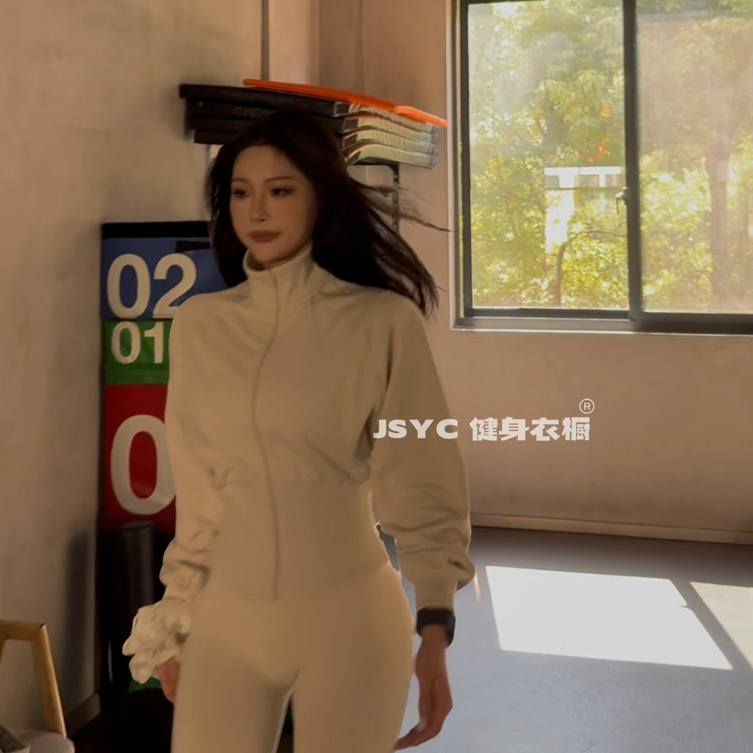 JSYC健身衣橱-立领秋冬防风收腰拉链宽松户外跑步运动长袖外套