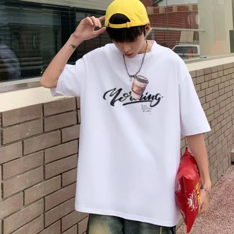 圆领T恤青少年个性可乐杯中性亲子夏季宽松国潮休闲短袖