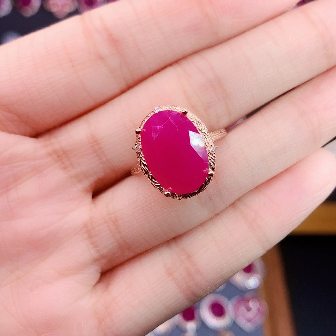 红宝石戒指银S925镶嵌