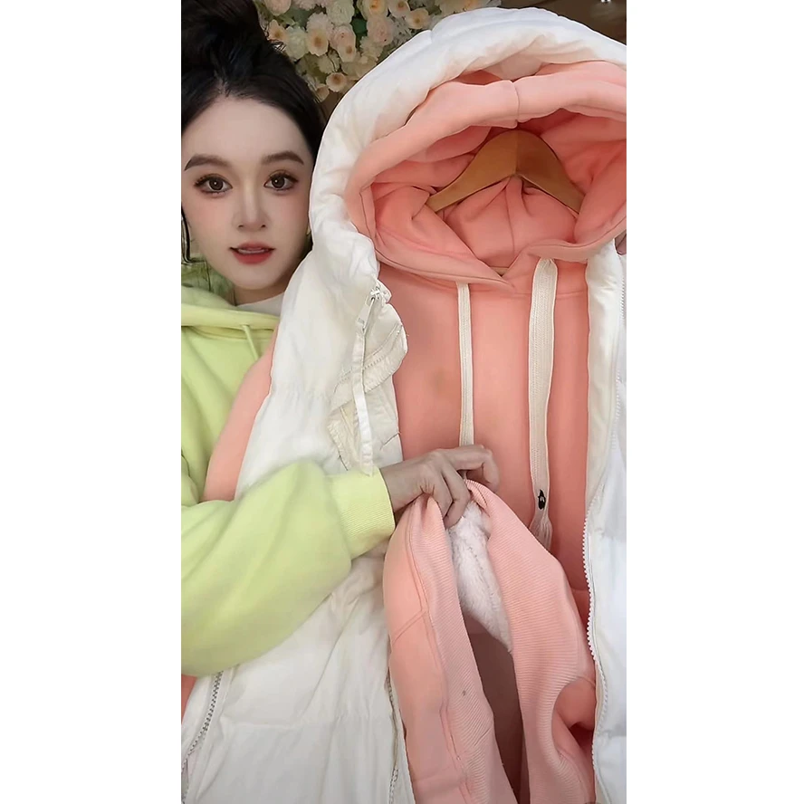 【8626】2025秋冬新款加绒加厚卫衣宽松休闲连帽女粉色上衣BJR