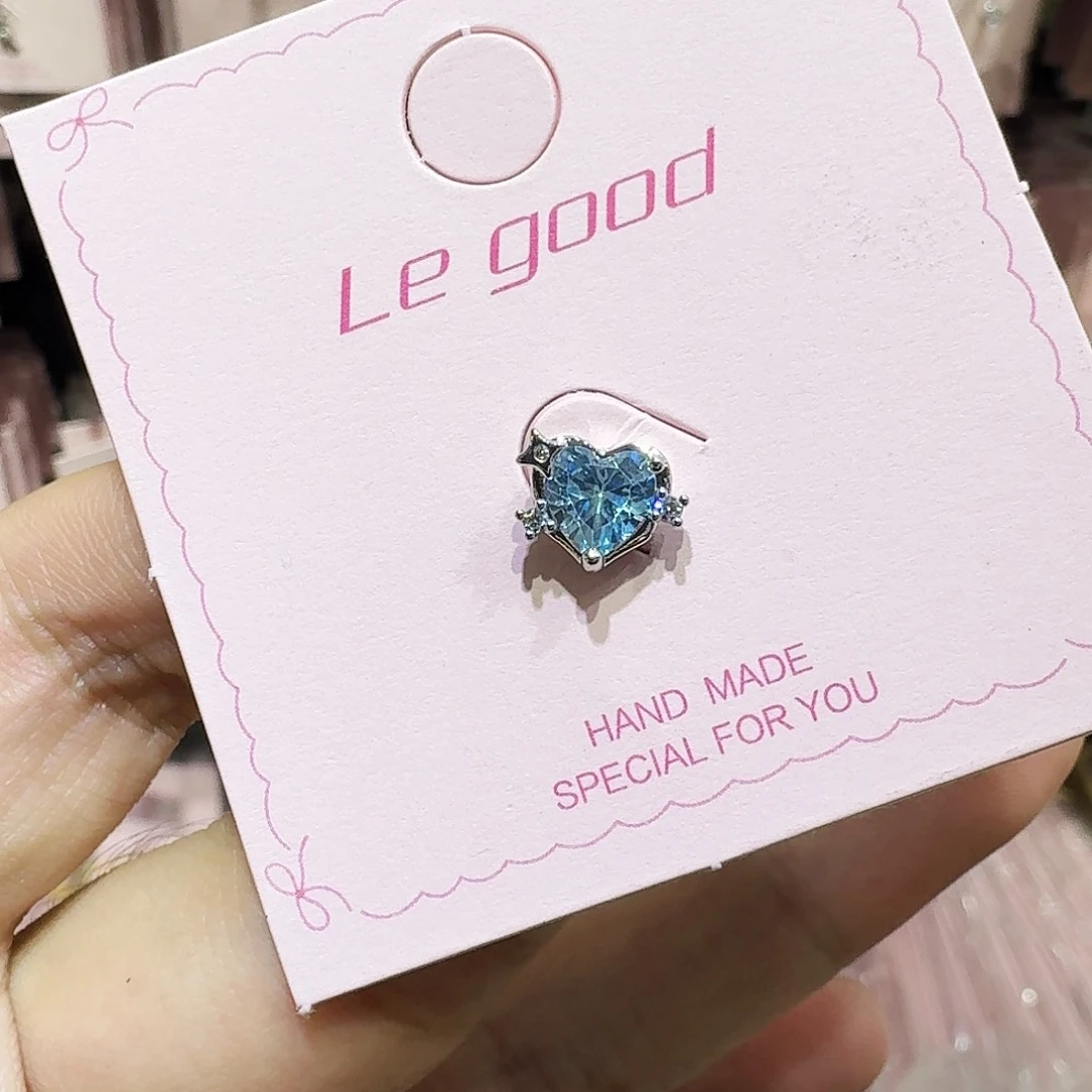 锆石钛钢合金蓝色爱心