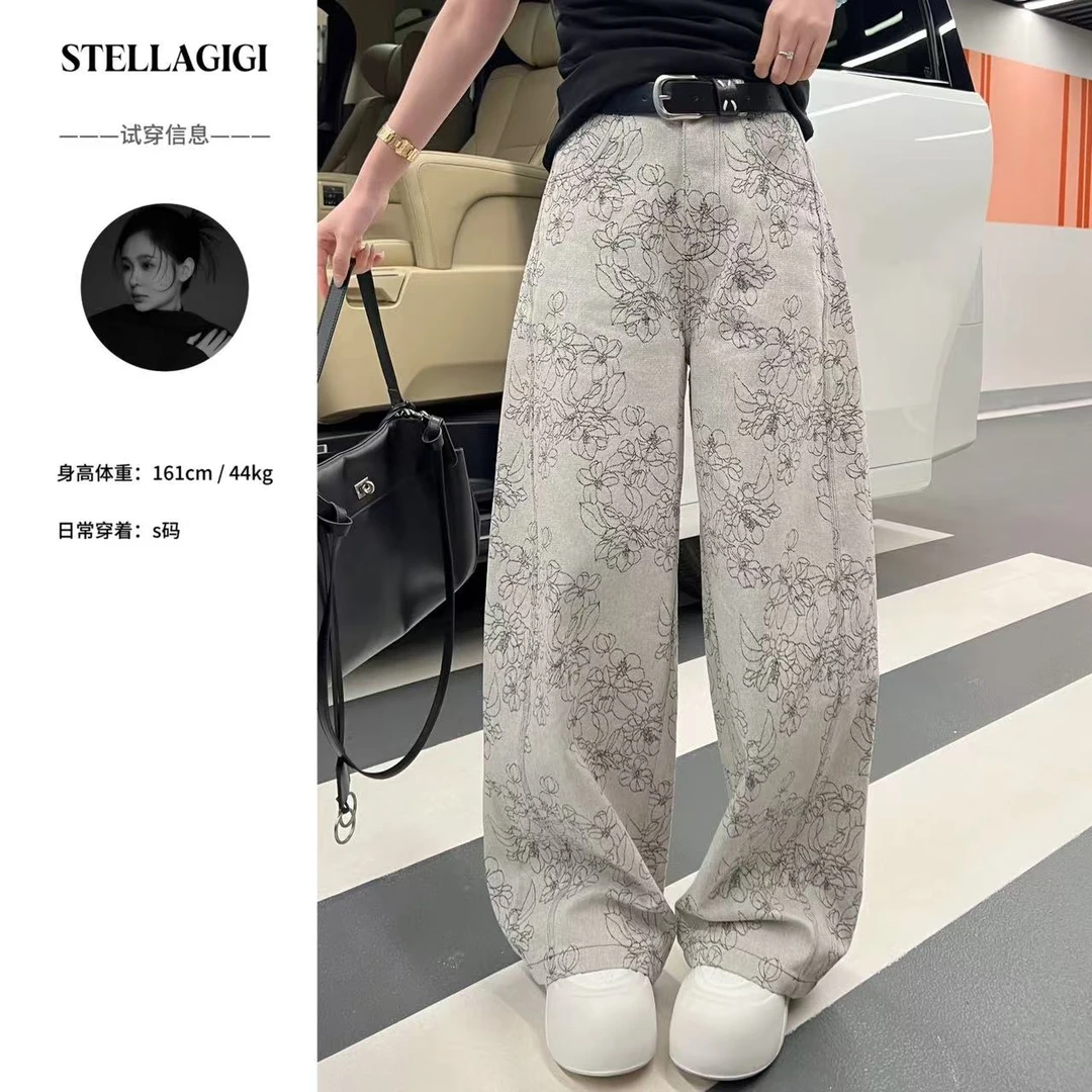 SG / 郭幂幂 SS 时髦高级感 重工花朵刺绣牛仔裤K-20250185
