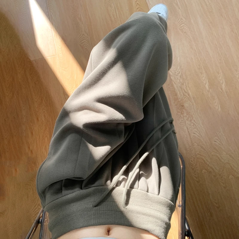 2025新款军绿色秋季运动裤女夏季高腰宽松小个子休闲直筒阔腿卫裤