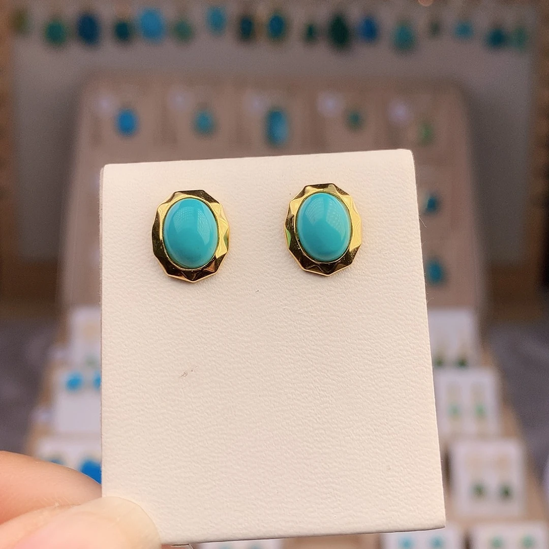 绿松石未镶嵌耳饰