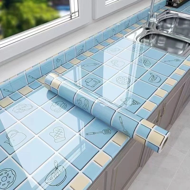 加厚厨房防油贴纸防水自粘耐高温灶台厨柜壁纸墙瓷砖桌柜铝箔贴纸