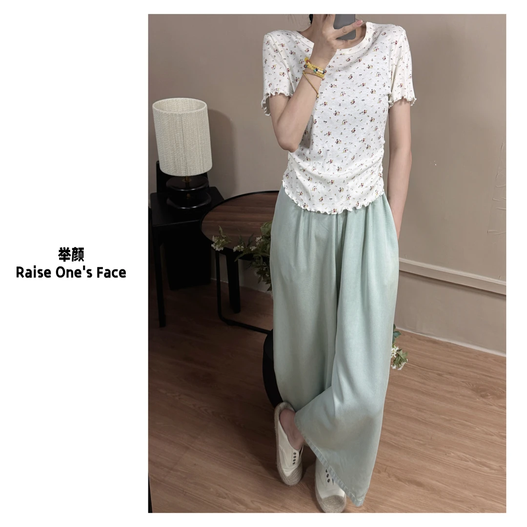 HUI - 【花前】1233 夏日清凉白色小花T恤