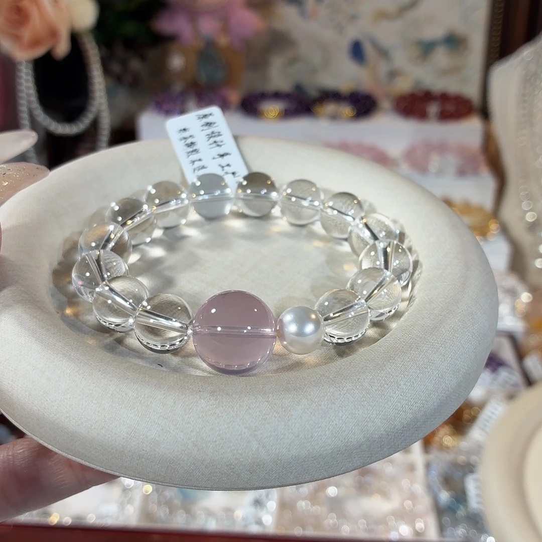 水晶未镶嵌手串3a净体毕业级白水紫罗兰设计款12+