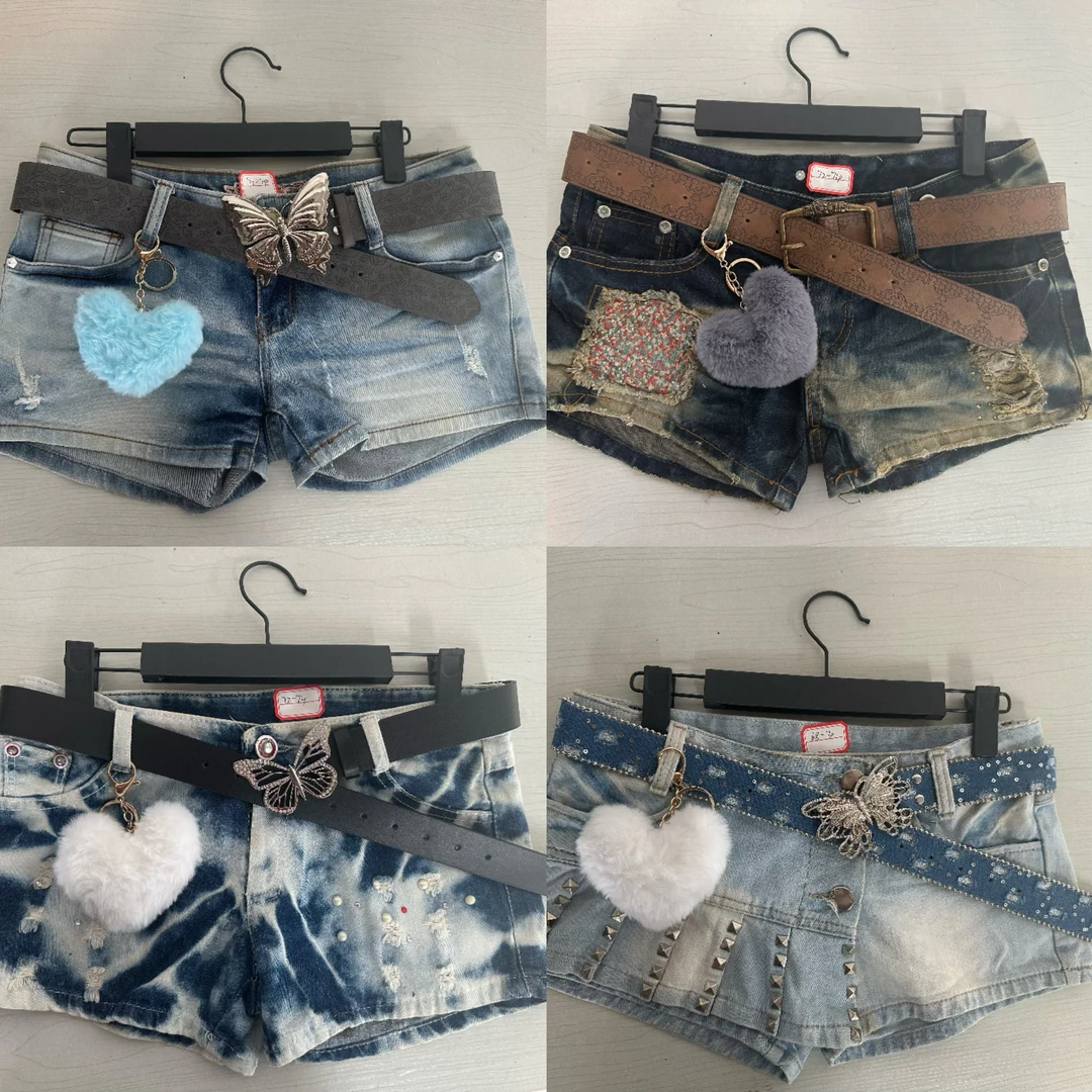 直播过款下单 孤品辣妹低腰牛仔短裤