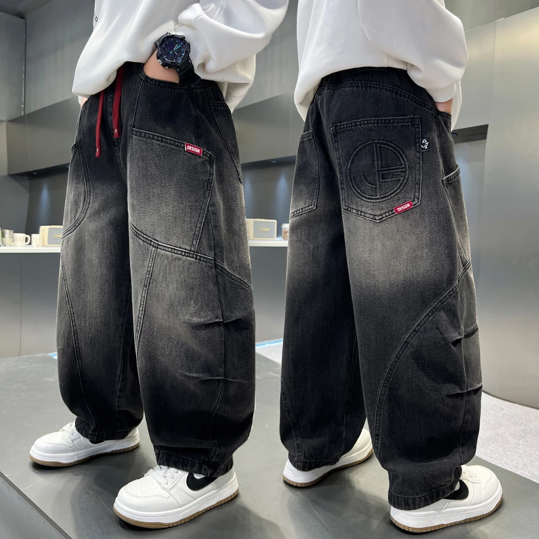 男童裤子2025新款秋装儿童牛仔裤春秋款大童秋季长裤直筒裤宽松潮