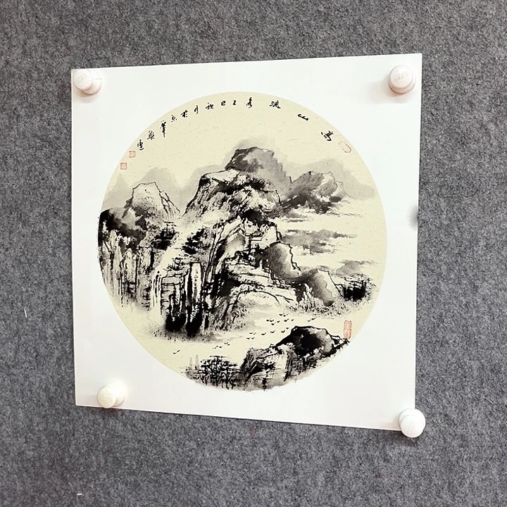 国画高山流水作品