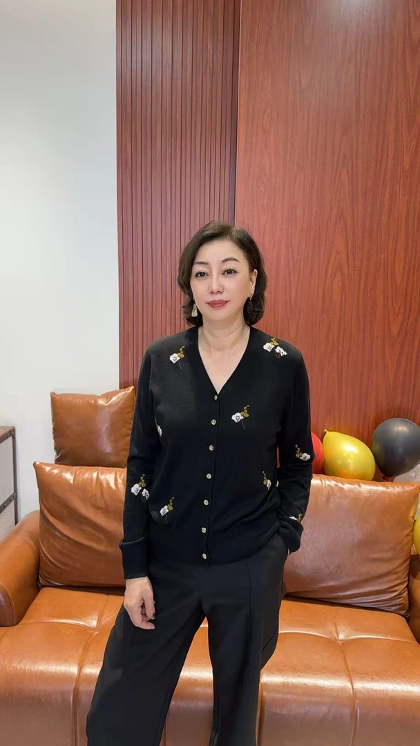 DY468 V领毛针织衫针织常规常规款女休闲风轻职风秋季