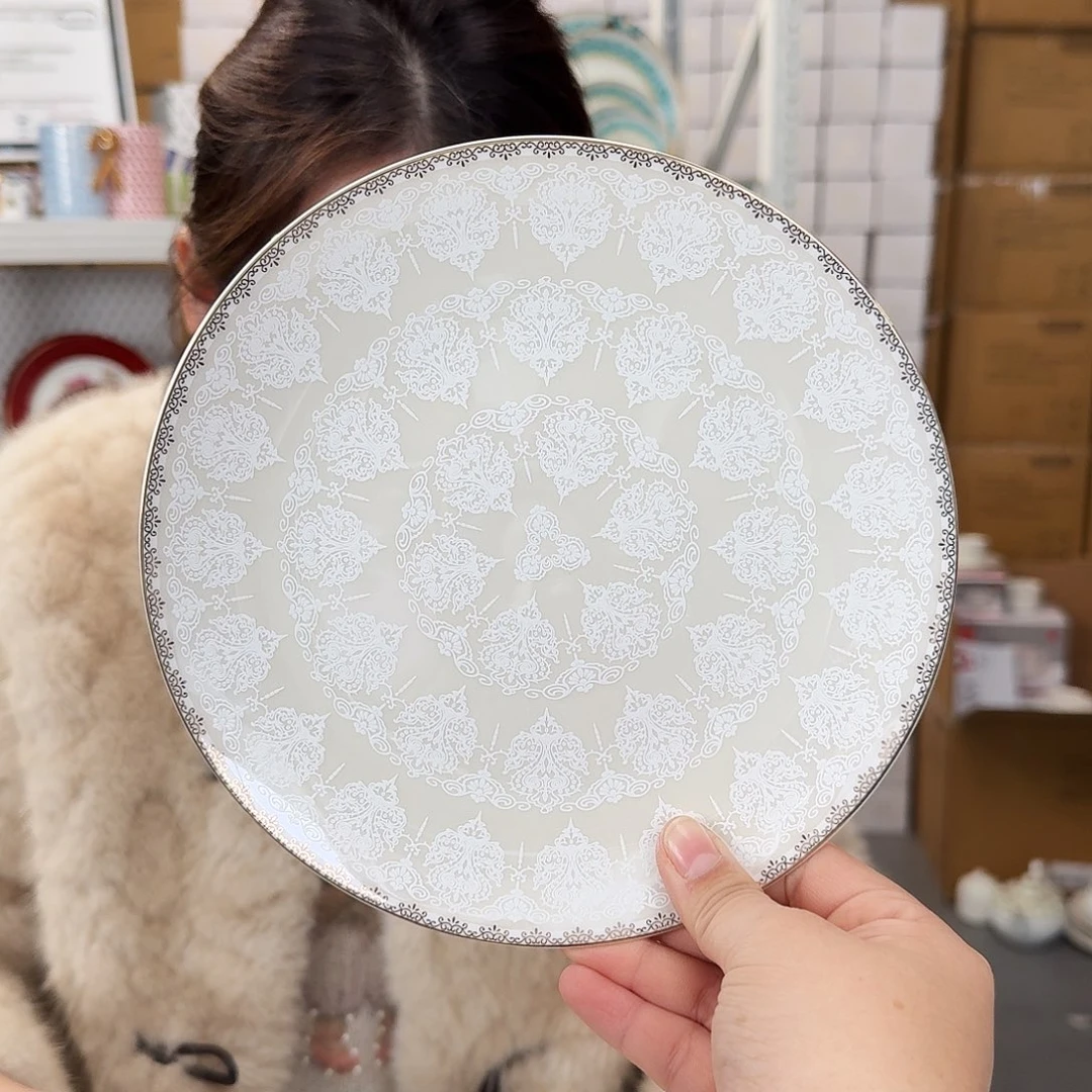 骨瓷高骨瓷8英寸月光盘20cm一个外贸骨瓷