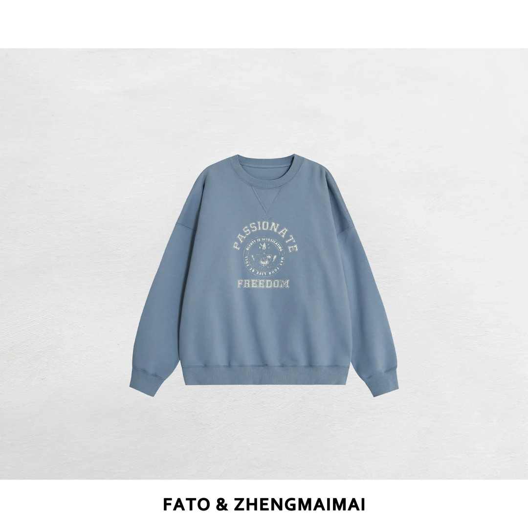 【郑买买】碳酸汽水 秋冬新款美式复古显瘦松弛感圆领卫衣XM50904W2