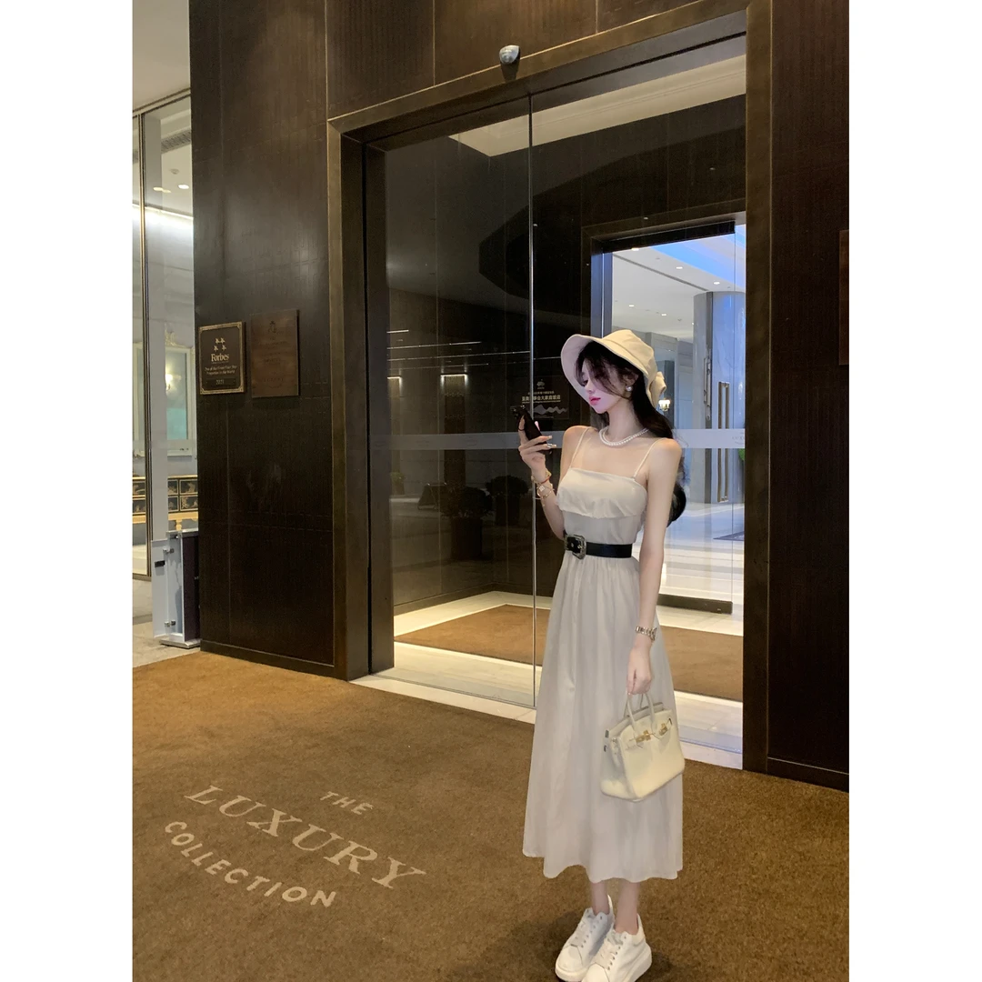 【雅乔定制】无尽夏日 白色抹胸吊带连衣裙DYYK-24031758