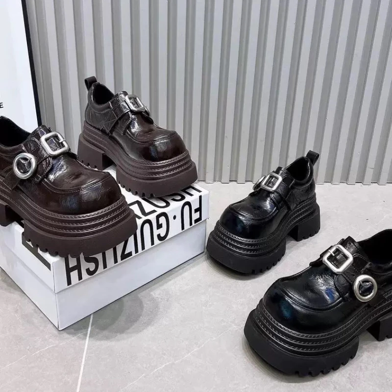 【新疆顺丰包邮】厚底英伦小皮鞋乐福鞋女新款大头小个子单鞋K550