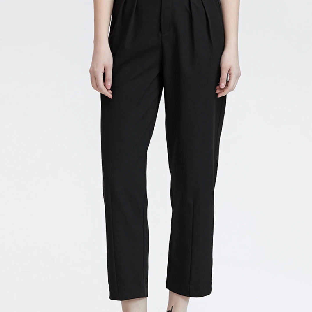 圣迪奥女士高腰透气九分宽松休闲百搭西服裤S22180808