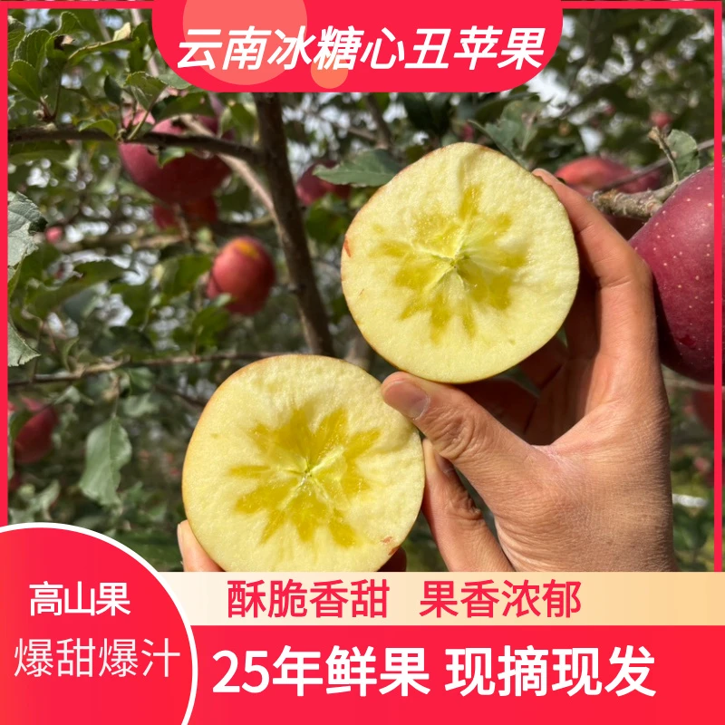 花田食光昭通冰糖心丑苹果 甜脆多汁 产地现摘现发带箱10斤装