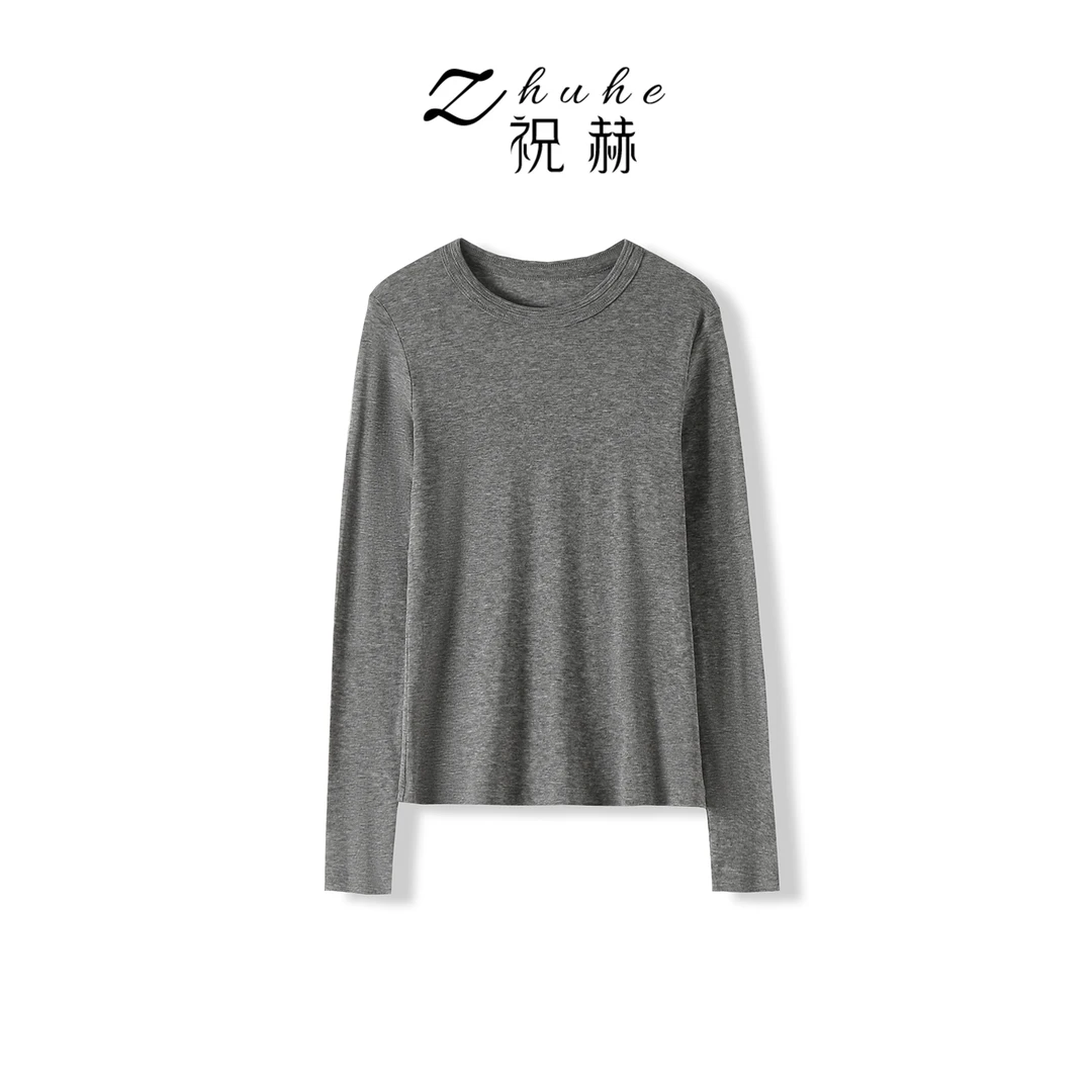 【文君教穿搭】2025春打底衫圆领长袖内搭修身上衣5CS2504