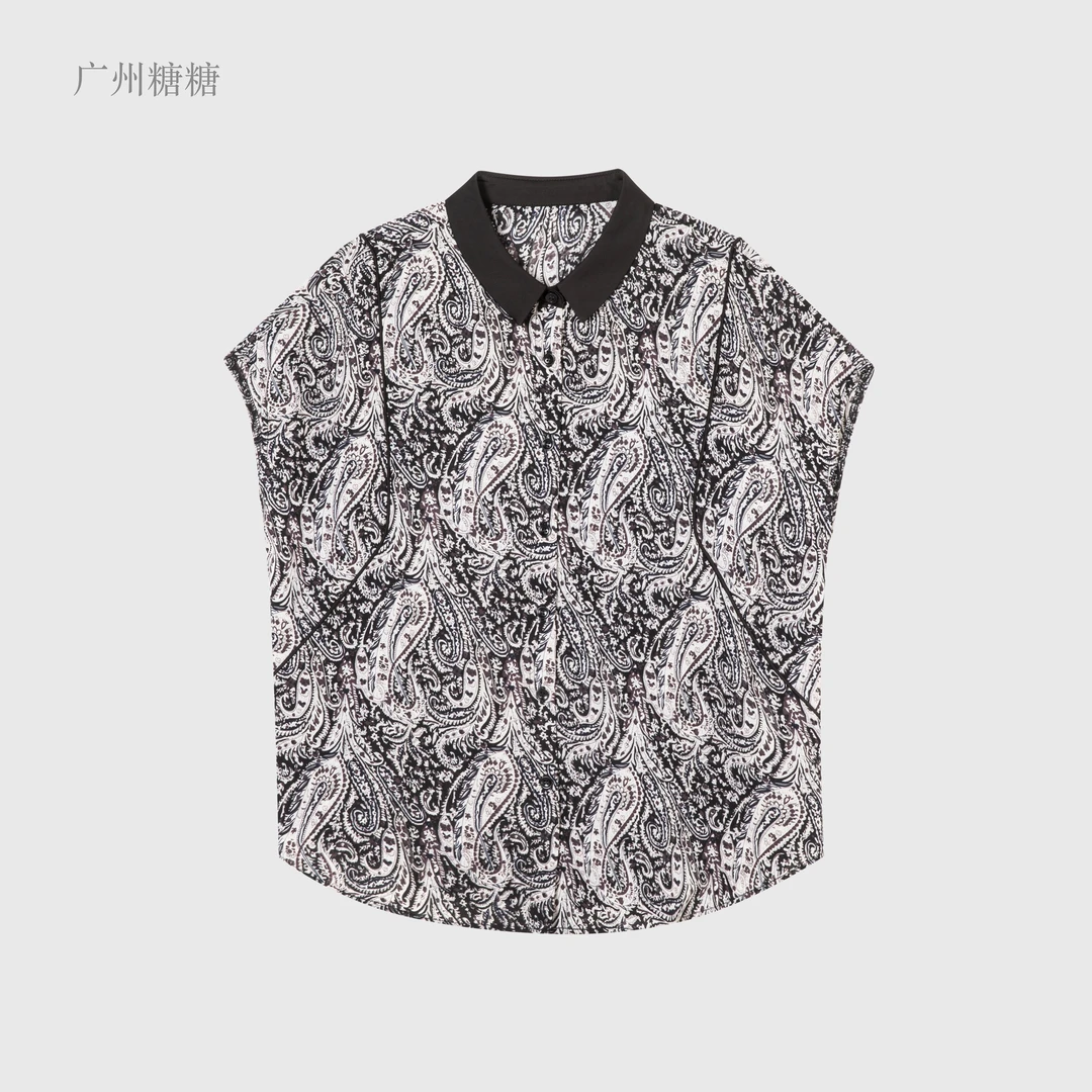 夏季新款高密弹力双绉时尚休闲复古潮流宽松无袖印花T恤【7013】MM